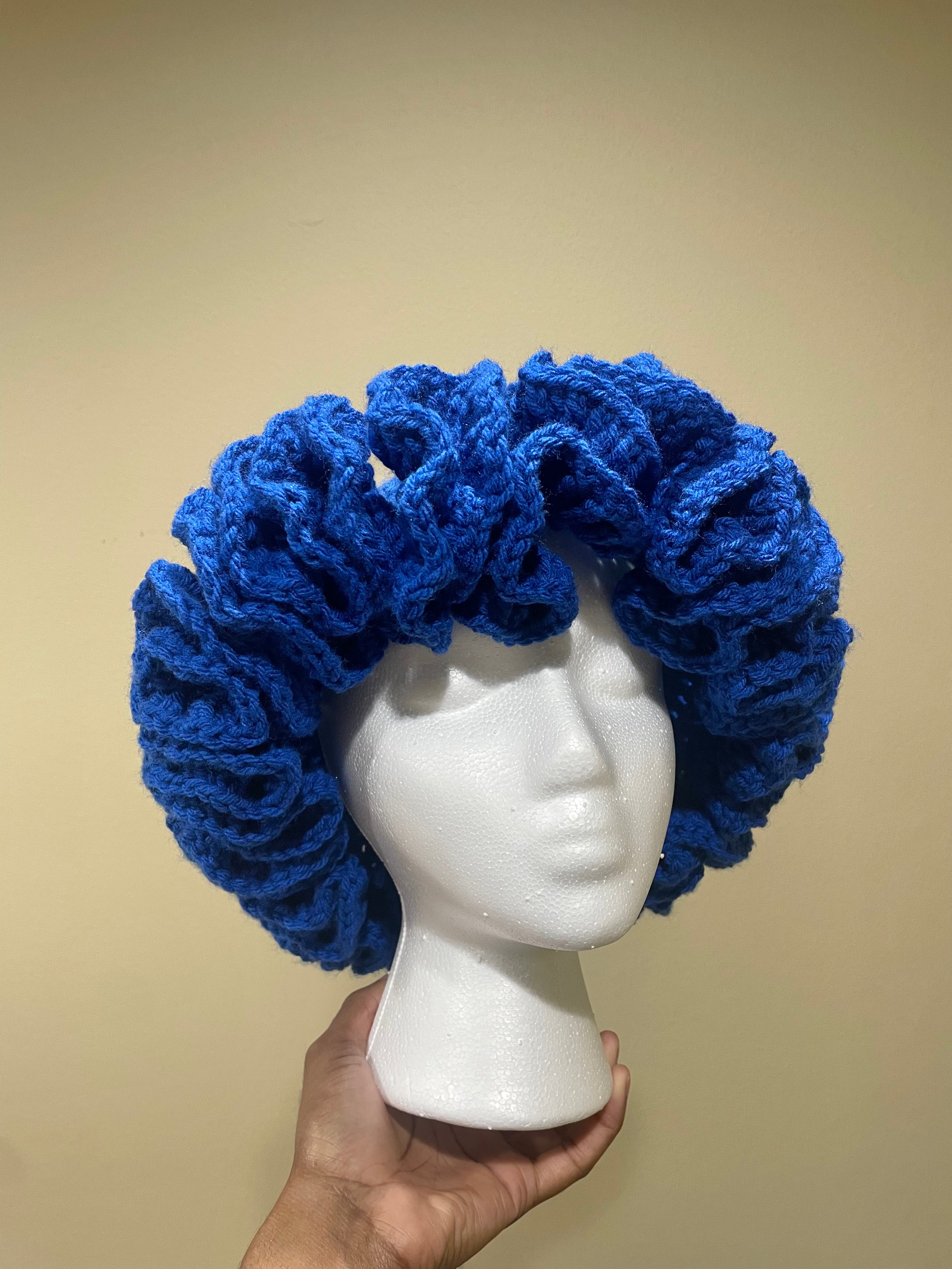 Blue Oversized Ruffle Hat Kawaii Bear Ear Ribbon Bucket Hat Handmade Summer Sun Hat  main image 2
